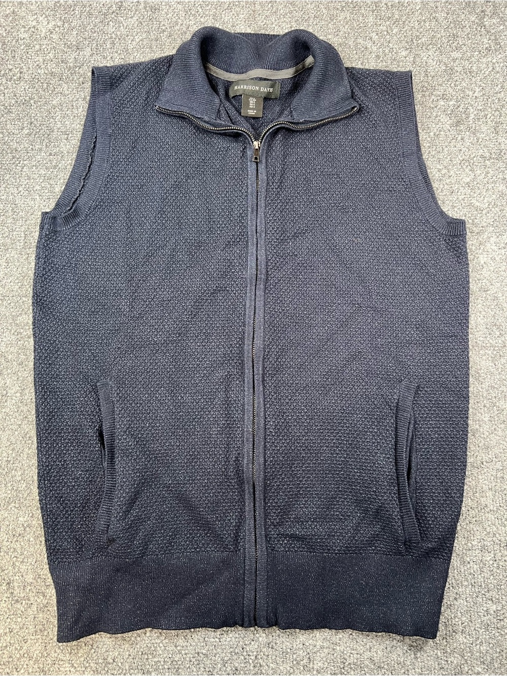 Harrison Davis Navy Zip Front Knit Vest